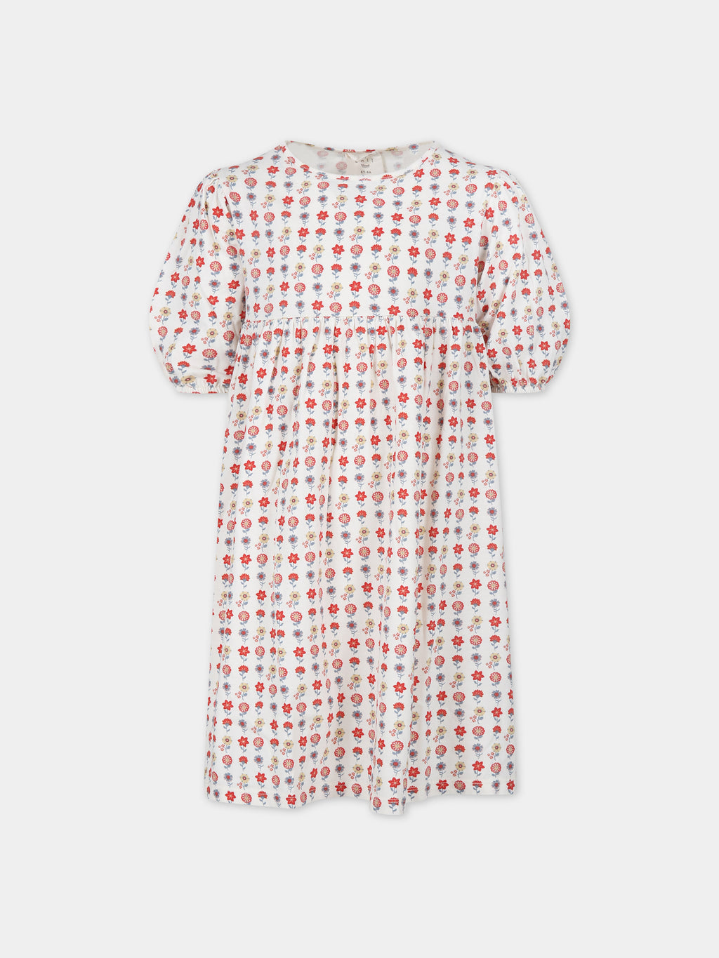 Ivory dress for girl with flowers print